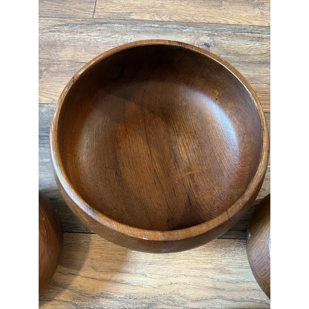 Vtg 60s Gailstyn-Sutton Teak Wood 5pc Set Thailand Salad & Serving Bowls MCM